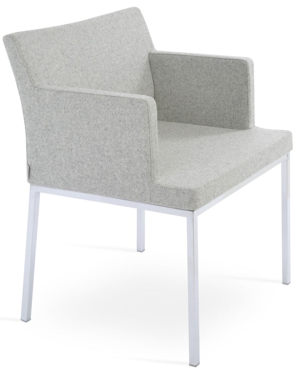 Soho Concept Soho Metal Armchair Dining Chair – Durable Camira Blazer Wool Fabric, 10-year Guarantee, Stylish Design Silver  Soho-concept-dining-chair-05888