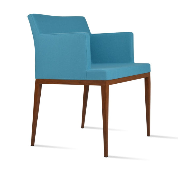 Soho Concept Soho Mw Armchair Dining Chair - Stylish Camira Blazer Wool, Durable Metal Base, 10-year Guarantee Turquoise,Walnut  Soho-concept-dining-chair-05895