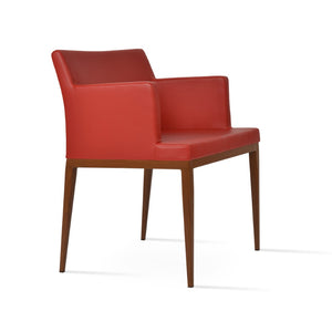 Soho Concept Soho Mw Armchair Dining Chair - Stylish Leatherette Seat, Metal & Walnut Base, Limited Stock! Walnut,Red  Soho-concept-dining-chair-05894