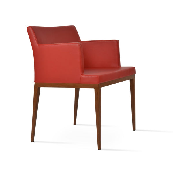 Soho Concept Soho Mw Armchair Dining Chair - Stylish Leatherette Seat, Metal & Walnut Base, Limited Stock! Walnut,Red  Soho-concept-dining-chair-05894