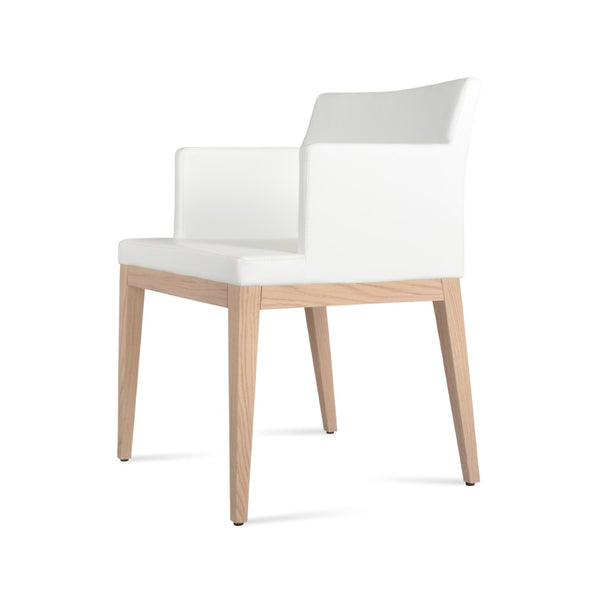 Soho Concept Soho Wood Armchair Dining Chair - Stylish Leatherette Seat, Durable Solid Wood Base, 350 Lbs Capacity Ash,Natural,White  Soho-concept-dining-chair-05864
