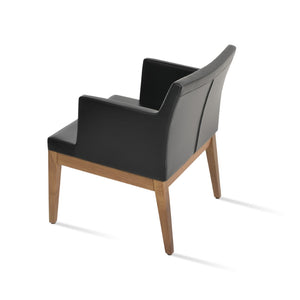 Soho Concept Soho Wood Armchair - Durable Leatherette Upholstery & Solid Wood Base, Stylish Comfort For 350 Lbs Walnut,Black  Soho-concept-dining-chair-12608