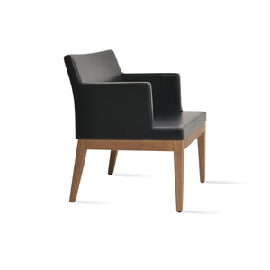 Soho Concept Soho Wood Armchair - Durable Leatherette Upholstery & Solid Wood Base, Stylish Comfort For 350 Lbs Walnut,Black  Soho-concept-dining-chair-13340