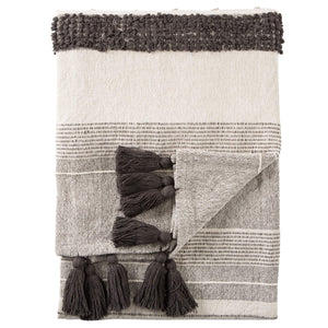 Jaipur Living Jaipur Living Sur Cotton Boho Throw with Ticking Stripes and Tassel Trim Accent THR100341