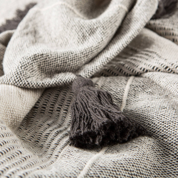 Jaipur Living Jaipur Living Sur Cotton Boho Throw with Ticking Stripes and Tassel Trim Accent THR100341