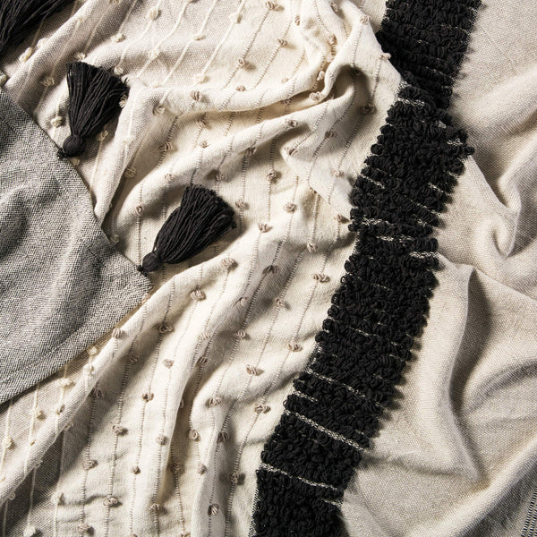 Jaipur Living Jaipur Living Sur Cotton Boho Throw with Ticking Stripes and Tassel Trim Accent THR100341