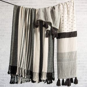 Jaipur Living Jaipur Living Sur Cotton Boho Throw with Ticking Stripes and Tassel Trim Accent THR100341