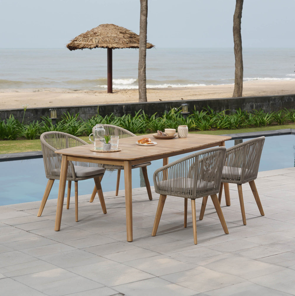 Lh Imports Sonoma Outdoor Dining Table - Stylish Acacia Wood Design With Unique Rounded Edges For Elegant Spaces Brown Treated Acacia Wood Som010