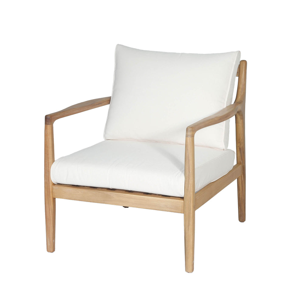 Lh Imports Sonoma Outdoor Club Chair - Durable Acacia Wood, Elegant Cream Cushions, Uv & Mold-resistant Comfort Beige,Brown Treated Acacia Wood,Foam,Fiber Padding,Fill,100% Polyester Fabric Som038