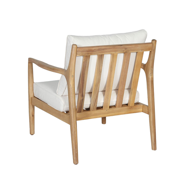 Lh Imports Sonoma Outdoor Club Chair - Durable Acacia Wood, Elegant Cream Cushions, Uv & Mold-resistant Comfort Beige,Brown Treated Acacia Wood,Foam,Fiber Padding,Fill,100% Polyester Fabric Som038