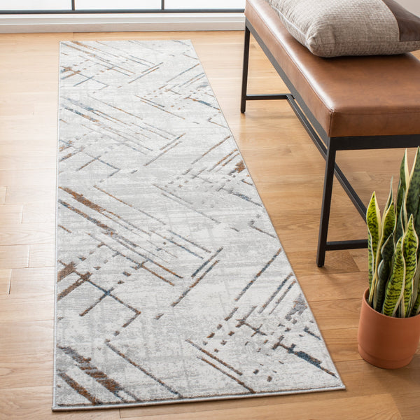 Safavieh Sonoma Ivory Grey Runner 2'2"X7' — Power-Loomed Turkish Polyester, Geometric Design, Durable & Soft SON376A-27