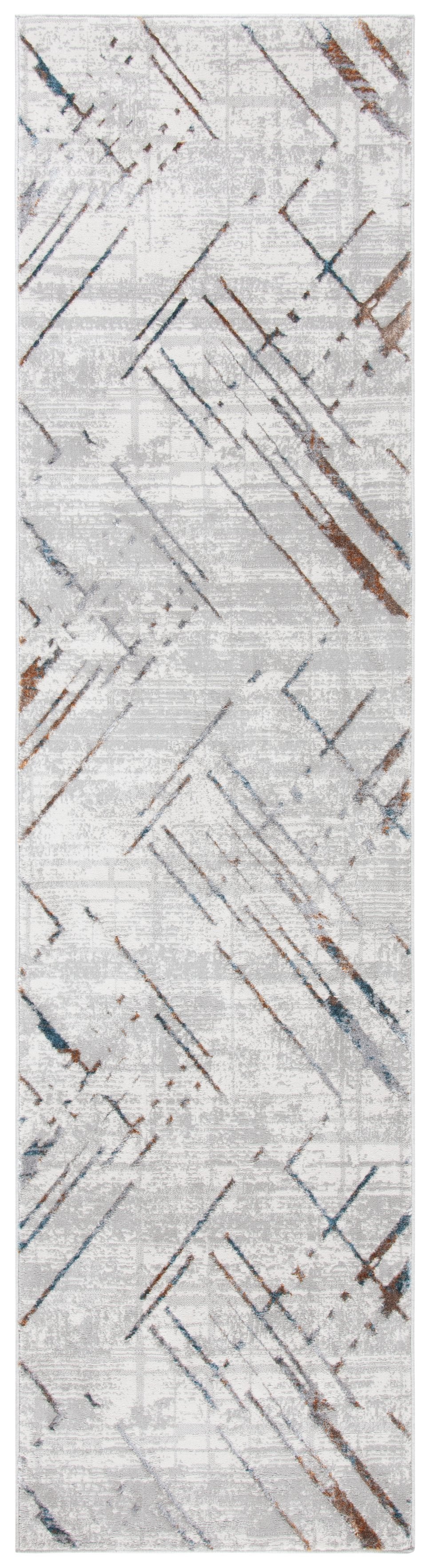 Safavieh Sonoma Ivory Grey Runner 2'2"X7' — Power-Loomed Turkish Polyester, Geometric Design, Durable & Soft SON376A-27