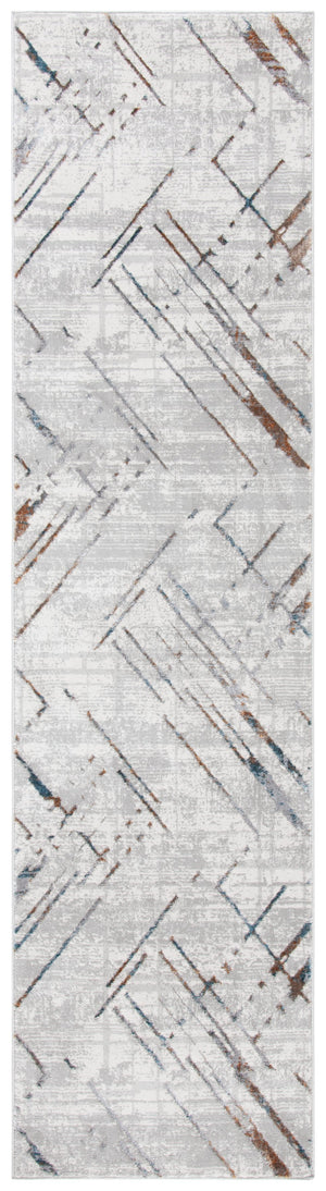 Safavieh Sonoma Ivory Grey Runner 2'2"X7' — Power-Loomed Turkish Polyester, Geometric Design, Durable & Soft SON376A-27