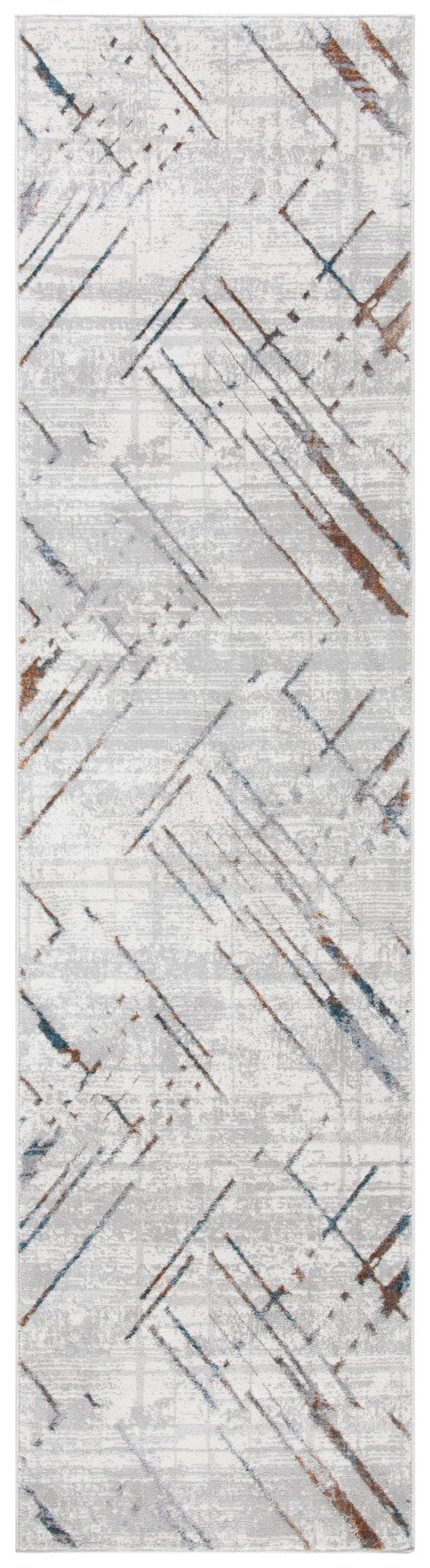 Safavieh Sonoma Ivory Grey Runner 2'2"X7' — Power-Loomed Turkish Polyester, Geometric Design, Durable & Soft SON376A-27