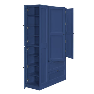 English Elm Topmax Farmhouse Pantry Cabinet with Pull-out Trays Soft-close Doors and Ample Shelving Blue SP000113AAC
