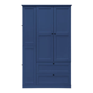 English Elm Topmax Farmhouse Pantry Cabinet with Pull-out Trays Soft-close Doors and Ample Shelving Blue SP000113AAC