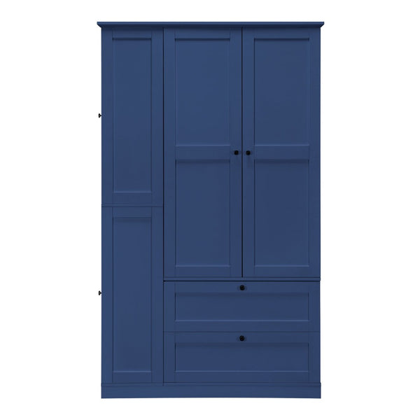 English Elm Topmax Farmhouse Pantry Cabinet with Pull-out Trays Soft-close Doors and Ample Shelving Blue SP000113AAC