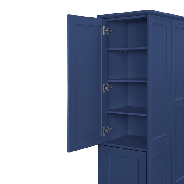 English Elm Topmax Farmhouse Pantry Cabinet with Pull-out Trays Soft-close Doors and Ample Shelving Blue SP000113AAC