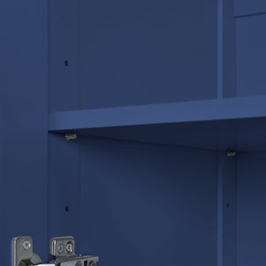 English Elm Topmax Farmhouse Pantry Cabinet with Pull-out Trays Soft-close Doors and Ample Shelving Blue SP000113AAC