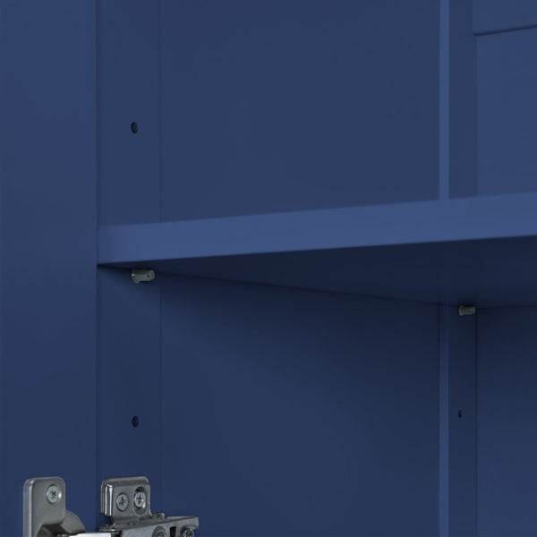 English Elm Topmax Farmhouse Pantry Cabinet with Pull-out Trays Soft-close Doors and Ample Shelving Blue SP000113AAC