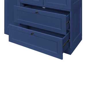 English Elm Topmax Farmhouse Pantry Cabinet with Pull-out Trays Soft-close Doors and Ample Shelving Blue SP000113AAC