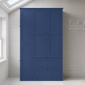 English Elm Topmax Farmhouse Pantry Cabinet with Pull-out Trays Soft-close Doors and Ample Shelving Blue SP000113AAC