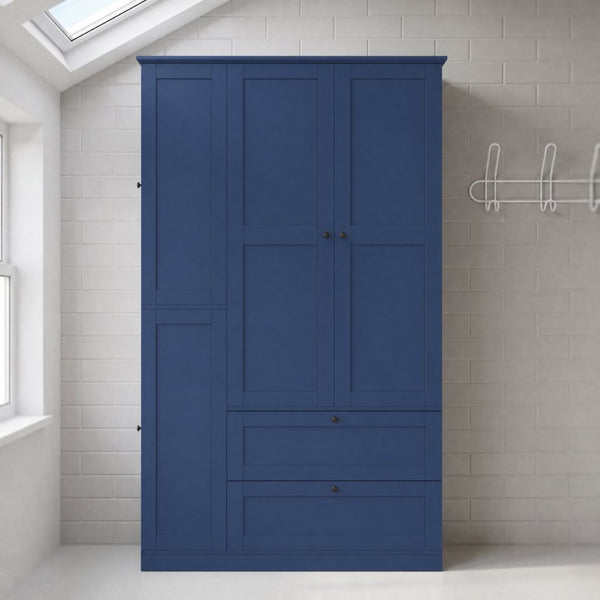 English Elm Topmax Farmhouse Pantry Cabinet with Pull-out Trays Soft-close Doors and Ample Shelving Blue SP000113AAC
