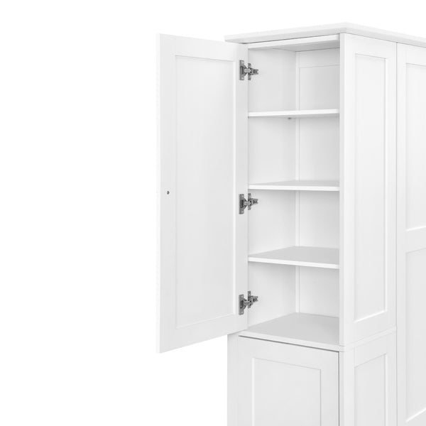 English Elm Topmax Farmhouse Pantry Cabinet with Pull-out Trays Soft-close Doors and Ample Shelving White SP000113AAK