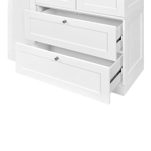 English Elm Topmax Farmhouse Pantry Cabinet with Pull-out Trays Soft-close Doors and Ample Shelving White SP000113AAK