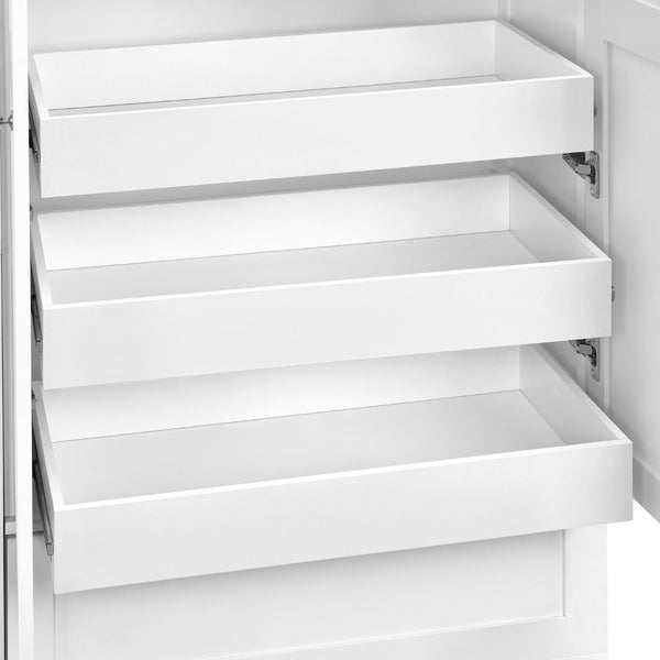 English Elm Topmax Farmhouse Pantry Cabinet with Pull-out Trays Soft-close Doors and Ample Shelving White SP000113AAK