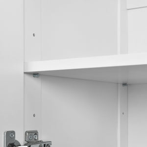 English Elm Topmax Farmhouse Pantry Cabinet with Pull-out Trays Soft-close Doors and Ample Shelving White SP000113AAK