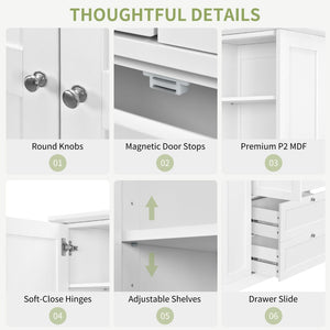 English Elm Topmax Farmhouse Pantry Cabinet with Pull-out Trays Soft-close Doors and Ample Shelving White SP000113AAK