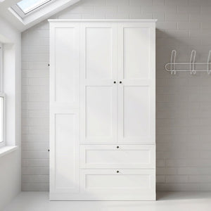 English Elm Topmax Farmhouse Pantry Cabinet with Pull-out Trays Soft-close Doors and Ample Shelving White SP000113AAK