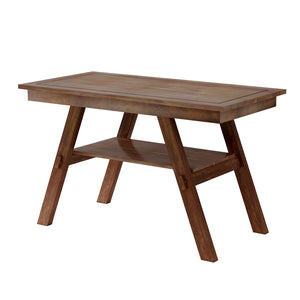 English Elm Topmax Rustic Counter Height Dining Set Seats Six with Bench Cushioned Chairs Storage Shelf Walnut SP000257AAD