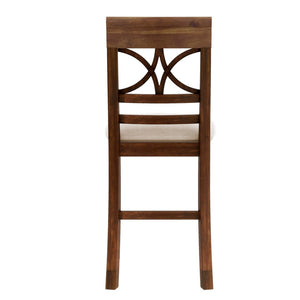 English Elm Topmax Rustic Counter Height Dining Set Seats Six with Bench Cushioned Chairs Storage Shelf Walnut SP000257AAD