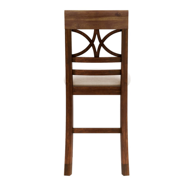 English Elm Topmax Rustic Counter Height Dining Set Seats Six with Bench Cushioned Chairs Storage Shelf Walnut SP000257AAD