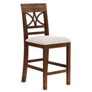 English Elm Topmax Rustic Counter Height Dining Set Seats Six with Bench Cushioned Chairs Storage Shelf Walnut SP000257AAD
