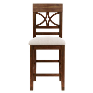 English Elm Topmax Rustic Counter Height Dining Set Seats Six with Bench Cushioned Chairs Storage Shelf Walnut SP000257AAD