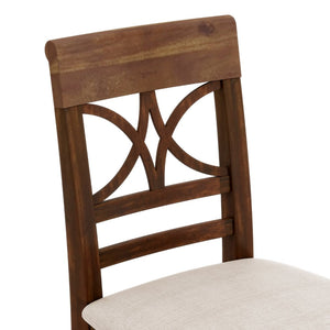 English Elm Topmax Rustic Counter Height Dining Set Seats Six with Bench Cushioned Chairs Storage Shelf Walnut SP000257AAD