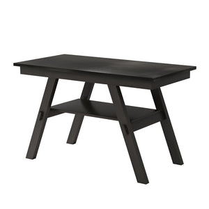 English Elm Topmax Rustic Counter Height Dining Set Seats Six with Bench Cushioned Chairs Storage Shelf Espresso SP000257AAP