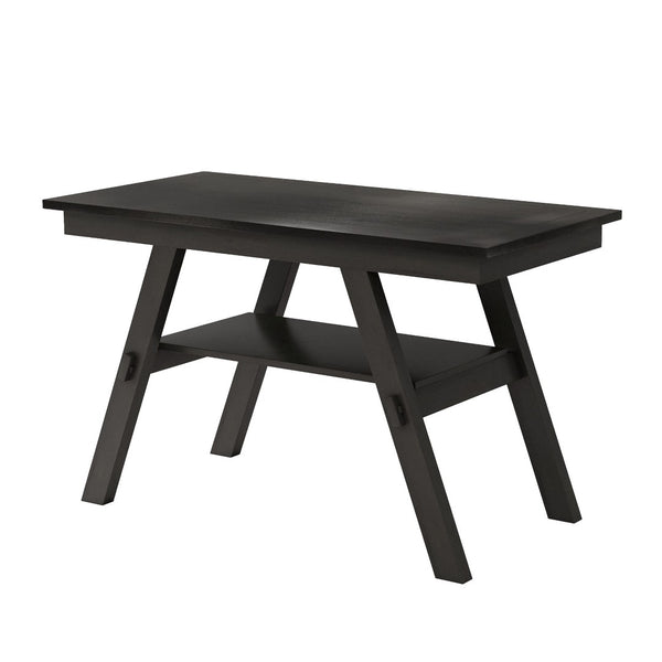 English Elm Topmax Rustic Counter Height Dining Set Seats Six with Bench Cushioned Chairs Storage Shelf Espresso SP000257AAP