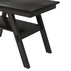 English Elm Topmax Rustic Counter Height Dining Set Seats Six with Bench Cushioned Chairs Storage Shelf Espresso SP000257AAP
