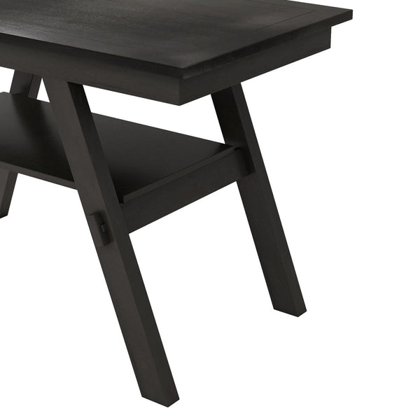 English Elm Topmax Rustic Counter Height Dining Set Seats Six with Bench Cushioned Chairs Storage Shelf Espresso SP000257AAP