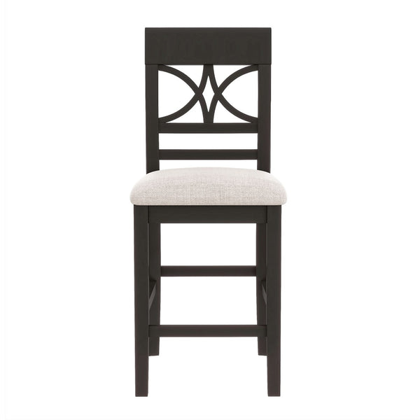English Elm Topmax Rustic Counter Height Dining Set Seats Six with Bench Cushioned Chairs Storage Shelf Espresso SP000257AAP