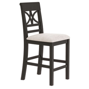 English Elm Topmax Rustic Counter Height Dining Set Seats Six with Bench Cushioned Chairs Storage Shelf Espresso SP000257AAP