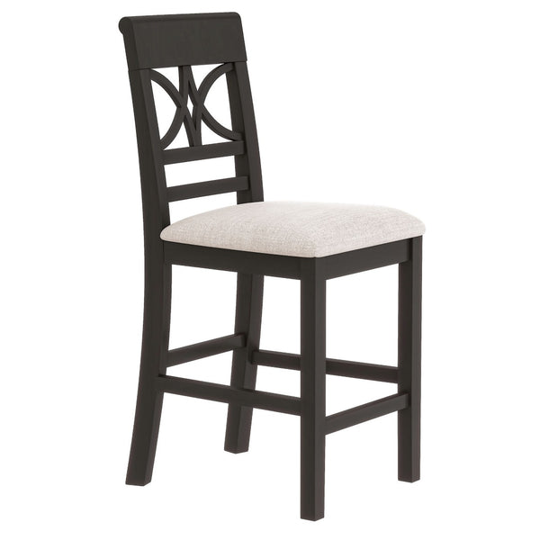English Elm Topmax Rustic Counter Height Dining Set Seats Six with Bench Cushioned Chairs Storage Shelf Espresso SP000257AAP