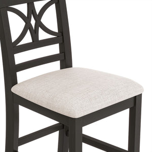 English Elm Topmax Rustic Counter Height Dining Set Seats Six with Bench Cushioned Chairs Storage Shelf Espresso SP000257AAP