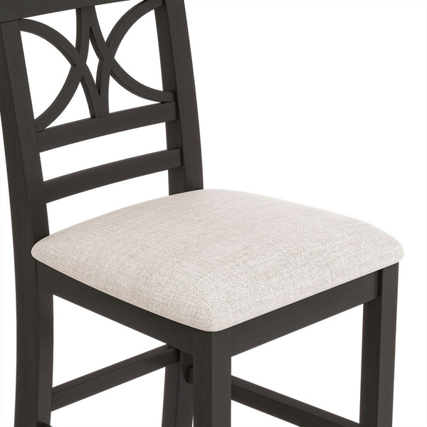 English Elm Topmax Rustic Counter Height Dining Set Seats Six with Bench Cushioned Chairs Storage Shelf Espresso SP000257AAP