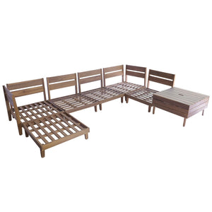 English Elm Topmax Acacia Wood 8 Piece Modular Outdoor Sectional with Storage Table and Cushions SP100039AAA