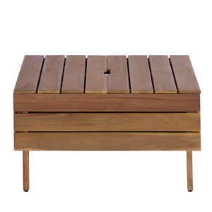 English Elm Topmax Acacia Wood 8 Piece Modular Outdoor Sectional with Storage Table and Cushions SP100039AAA